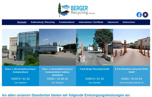 Vorschau von www.frankberger.com, Entsorgungsfachbetrieb Frank Berger