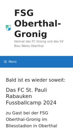 Vorschau der mobilen Webseite www.sg-gronig-oberthal.de, Spielgemeinschaft Gronig-Oberthal