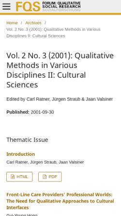 Vorschau der mobilen Webseite www.qualitative-research.net, Forum qualitative Sozialforschung