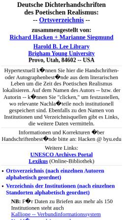 Vorschau der mobilen Webseite net.lib.byu.edu, Dichterhandschriften des Poetischen Realismus