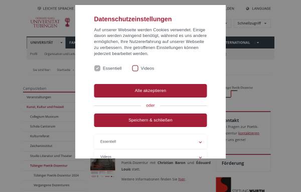 Vorschau von www.germ-serv.de, Tübinger Poetik-Dozentur