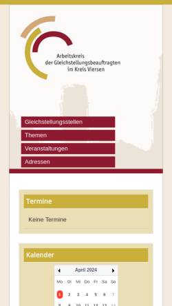 Vorschau der mobilen Webseite frauenimkreisviersen.de, Arbeitskreis der Gleichstellungsbeauftragten im Kreis Viersen