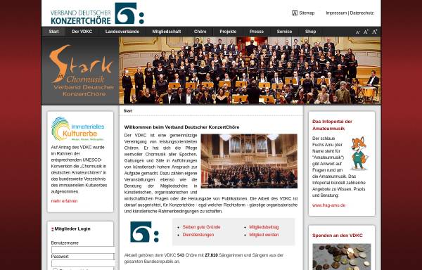 Vorschau von www.vdkc.de, Verband Deutscher Konzertchöre