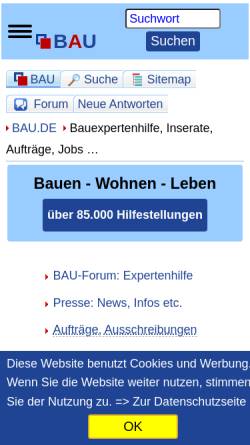 Vorschau der mobilen Webseite bau.net, Bau.de-Bauen und Wohnen im Internet