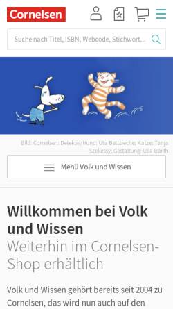 Vorschau der mobilen Webseite www.cornelsen.de, Volk und Wissen Verlag