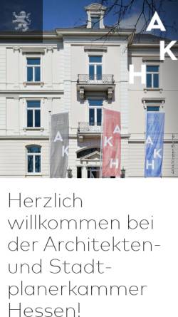 Vorschau der mobilen Webseite www.akh.de, Architekten- und Stadtplanerkammer Hessen