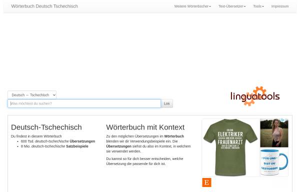 Vorschau von www.linguatools.de, Linguatools Kontext-Wörterbuch Deutsch-Tschechisch