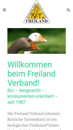 Vorschau der mobilen Webseite www.freiland.or.at, Freiland - Frisch & Frei