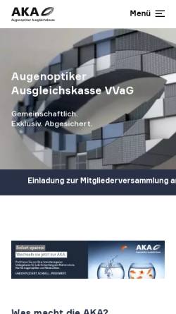 Vorschau der mobilen Webseite www.aka-dortmund.de, Augenoptiker Ausgleichskasse VVaG