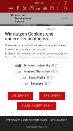 Vorschau der mobilen Webseite www.entwicklung.at, Österreichische Entwicklungszusammenarbeit (EZA)