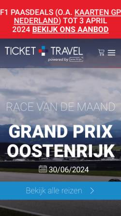 Vorschau der mobilen Webseite www.tickettravel.nl, Ticket +Travel Formule 1