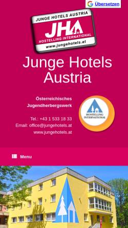 Vorschau der mobilen Webseite www.jungehotels.at, Österreichisches Jugendherbergswerk