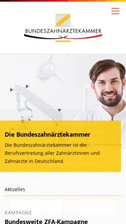 Vorschau der mobilen Webseite www.bzaek.de, Bundeszahnärztekammer - Arbeitsgemeinschaft der Deutschen Zahnärztekammern e.V.