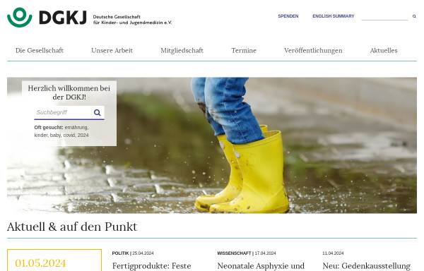 Vorschau von www.dgkj.de, Deutsche Gesellschaft für Kinderheilkunde und Jugendmedizin e.V. (DGKJ)
