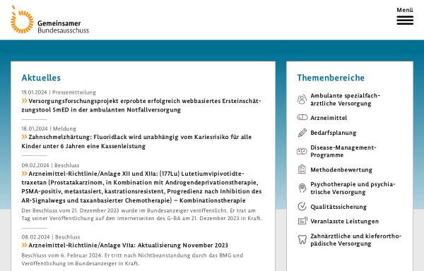 Vorschau von www.g-ba.de, Gemeinsamer Bundesausschuss