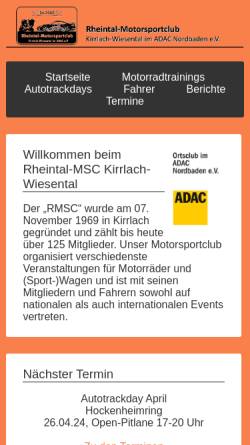 Vorschau der mobilen Webseite www.rheintal-msc.de, Rheintal-Motorsportclub Kirrlach-Wiesental im ADAC e.V.