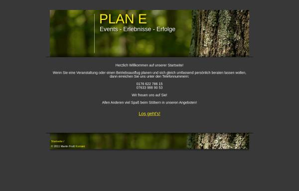 Vorschau von www.plan-erlebnis.de, Plan E - Events, Erlebnisse, Erfolge