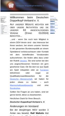 Vorschau der mobilen Webseite www.doko-verband.de, Deutscher Doppelkopfverband e.V.