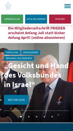 Vorschau der mobilen Webseite www.volksbund.de, Volksbund Deutsche Kriegsgräberfürsorge e.V.