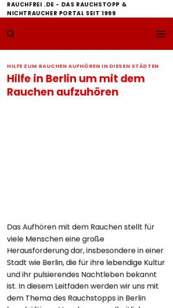 Vorschau der mobilen Webseite www.nichtraucher-berlin.de, Nichtraucherbund Berlin e.V.