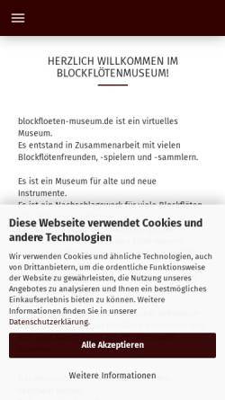 Vorschau der mobilen Webseite www.blockfloeten-museum.de, Blockflöten-Museum