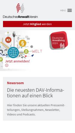 Vorschau der mobilen Webseite anwaltverein.de, Deutscher Anwaltverein e.V.