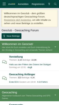 Vorschau der mobilen Webseite geoclub.de, Geoclub.de