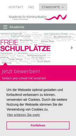 Vorschau der mobilen Webseite www.akademie-bw.de, Akademie für Kommunikation in Baden-Württemberg