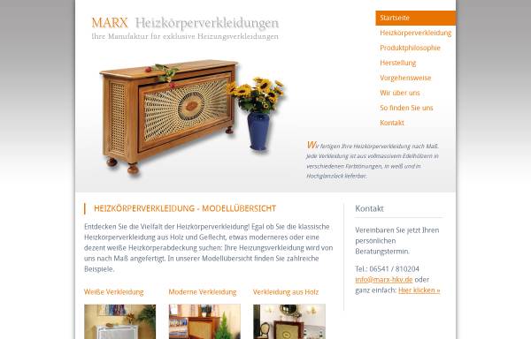 Vorschau von www.marx-heizkoerperverkleidungen.de, Marx GmbH
