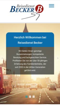 Vorschau der mobilen Webseite reisedienst-becker.de, Reisedienst Becker