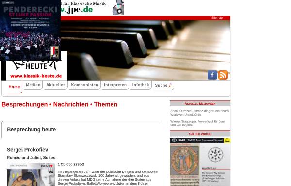 Vorschau von www.klassik-heute.de, Klassik heute
