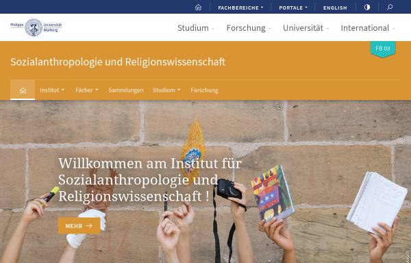 Vorschau von www.uni-marburg.de, Fachgebiet Religionswissenschaft der Universität Marburg