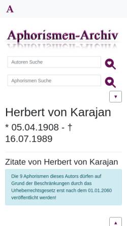 Vorschau der mobilen Webseite aphorismen-archiv.de, Herbert von Karajan