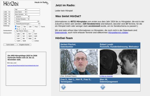 Vorschau von www.xn--hrdat-jua.de, Hörspieldatenbank HörDat