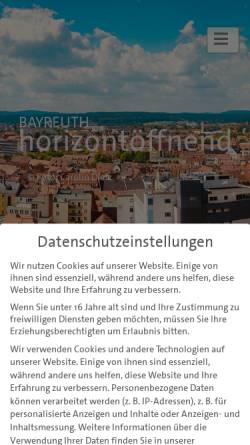 Vorschau der mobilen Webseite www.bayreuth.de, Stadt Bayreuth
