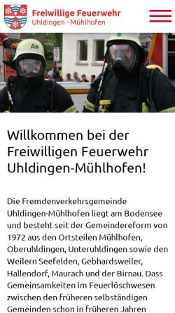 Vorschau der mobilen Webseite www.feuerwehr-uhldingen.de, Freiwillige Feuerwehr Uhldingen-Mühlhofen