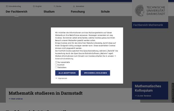 Vorschau von www3.mathematik.tu-darmstadt.de, Fachbereich Mathematik an der Technischen Universität Darmstadt
