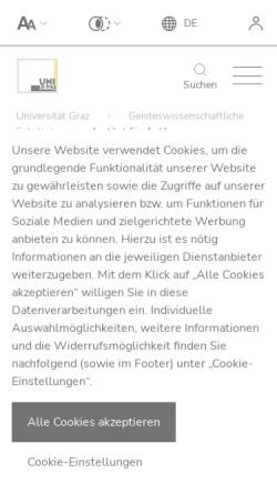 Vorschau der mobilen Webseite archaeologie.uni-graz.at, Institut für Archäologie der Universität Graz