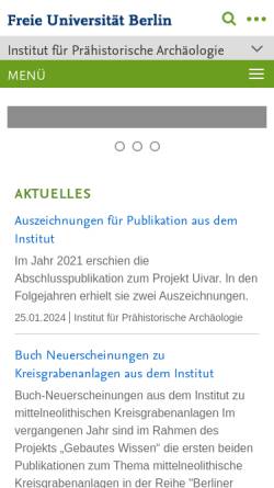 Vorschau der mobilen Webseite www.geschkult.fu-berlin.de, Institut für Prähistorische Archäologie der Freien Universität Berlin