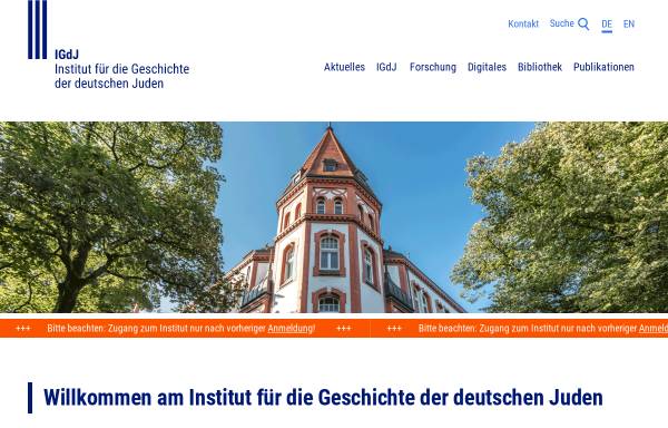 Vorschau von www.igdj-hh.de, Institut für die Geschichte der deutschen Juden