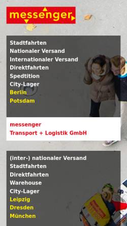Vorschau der mobilen Webseite www.messenger.de, Messenger Transport Logistik GmbH