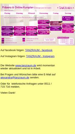 Vorschau der mobilen Webseite www.tanzraum.de, Tanzraum - Inh. Alexandra Michels