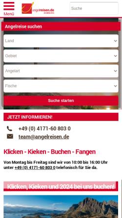 Vorschau der mobilen Webseite www.angelreisen.de, Angelreisen Hamburg