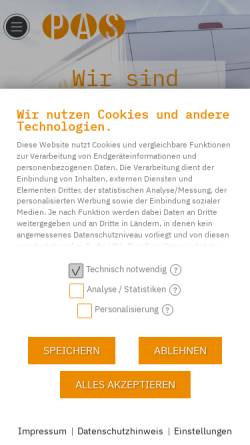 Vorschau der mobilen Webseite www.pas-friess.de, P.A.S. - W. Friess Boten- und Kurierdienst GmbH