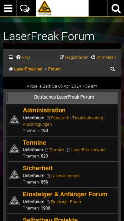Vorschau der mobilen Webseite www.laserfreak.net, LaserFreak