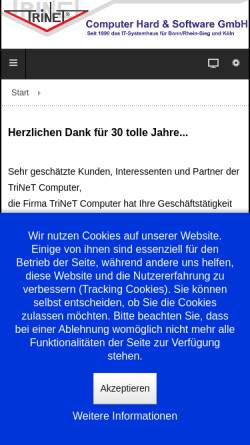 Vorschau der mobilen Webseite www.trinet.de, Trinet Computer Hard- & Software GmbH