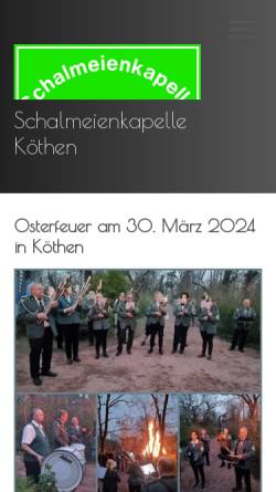 Vorschau der mobilen Webseite www.schalmeienkapelle-koethen.de, Schalmeienkapelle Köthen 1973 e. V.