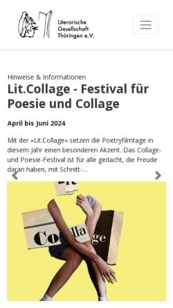 Vorschau der mobilen Webseite www.literarische-gesellschaft.de, Die Literarische Gesellschaft Thüringen e.V.