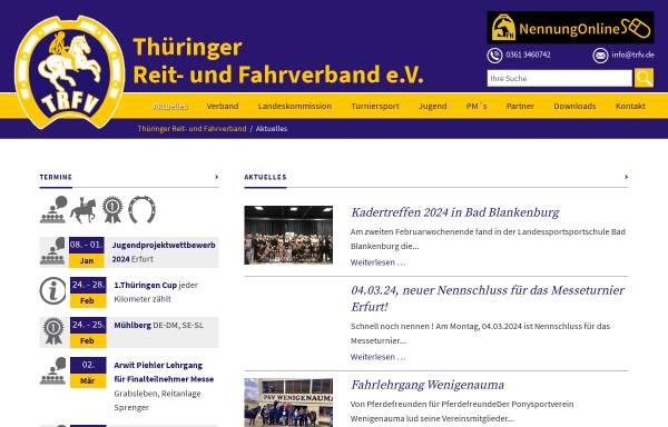 Vorschau von www.trfv.de, Thüringer Reit- und Fahrverband e.V.