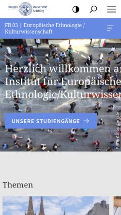 Vorschau der mobilen Webseite www.uni-marburg.de, Institut für Europäische Ethnologie an der Universität Marburg
